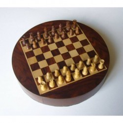 Palisander Round Magnetic Chess 23cm