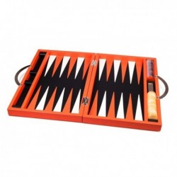 Backgammon Deluxe cuero naranja